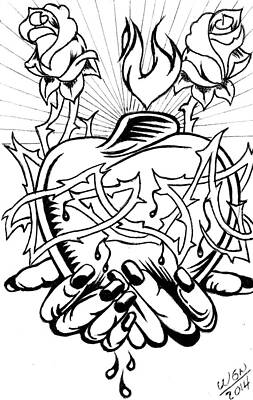 Wall Art - Drawing - Sacred Heart by Wgn