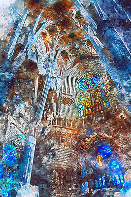 Modern Painting - Sagrada Familia - 21 by AM FineArtPrints