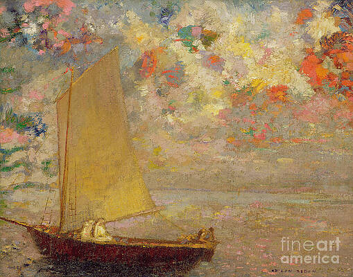 Wall Art - Painting - Sailboat by Odilon Redon