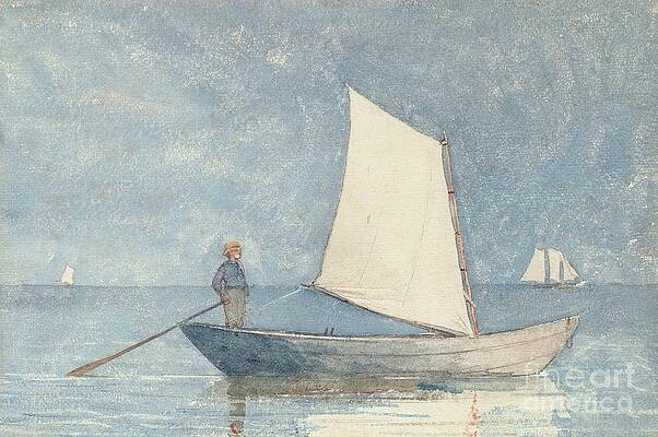 Wall Art - Painting - Sailing a Dory by Winslow Homer
