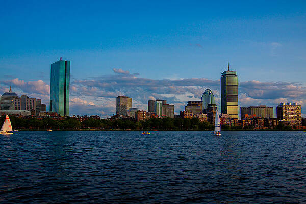 Wall Art - Photograph - Sailing on the Charles River in front of the Boston Skyline by Brian MacLean