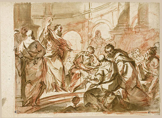 Saint Paul preaching at Athens Print by Giuseppe Bazzani
