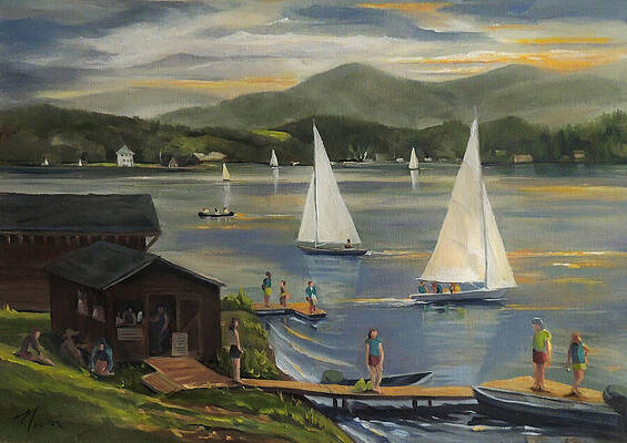 Wall Art - Painting - Sailing at Lake Morey Vermont by Nancy Griswold