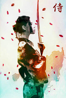 Samurai Girl - Watercolor Painting by Ian Gledhill Samurai Girl - Watercolor Painting by Ian Gledhill