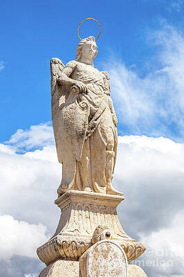 Wall Art - Pyrography - San Rafael Archangel statue by Benny Marty