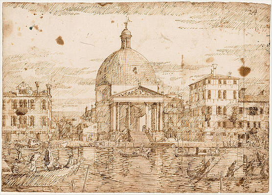 San Simeone Piccolo Venice seen from the Grand Canal Print by Bernardo Bellotto
