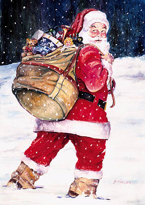 Wall Art - Painting - Santa in the Snow by Sheila Kinsey
