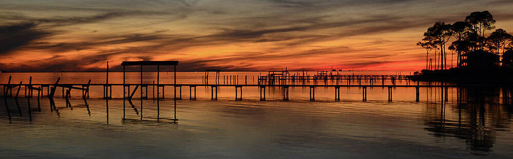 Wall Art - Photograph - Santa Rosa Sound Sunset Silhouettes Panoramic by Jeff at JSJ Photography