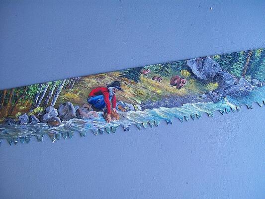 Crosscut sales saw painting