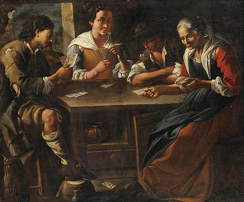 Scene with Card Players Print by Giuseppe Romani
