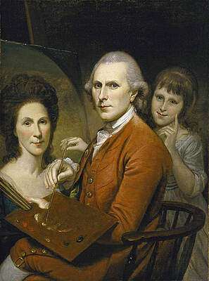Self-Portrait with Angelica and Portrait of Rachel Print by Charles Willson Peale