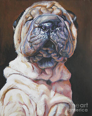 SHAR PEI DOG Watercolor ART OVERSIZED Print by Artist DJR 
