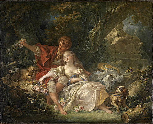 Shepherd and Shepherdess Print by Francois Boucher