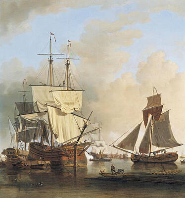 Shipping on the Thames Off Rotherhite Print by Samuel Scott