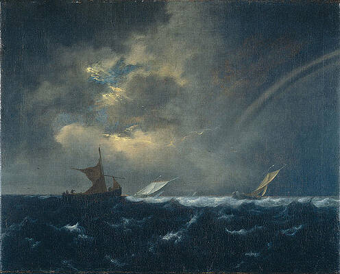Ships in Stormy Seas Print by Jacob Isaacksz van Ruisdael