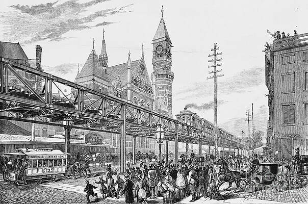 Wall Art - Photograph - Sixth Avenue El Train 1878 by Omikron