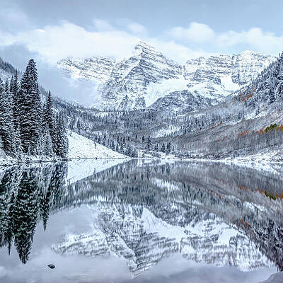 Wall Art - Photograph - Snowy Maroon Bells - Aspen Colorado 1x1 by Gregory Ballos