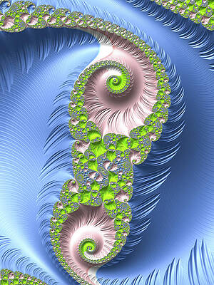 Wall Art - Digital Art - Spirals Rose Quartz Serenity and Greenery by Matthias Hauser