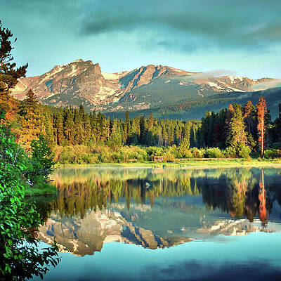 Wall Art - Photograph - Sprague Lake Reflections - Rocky Mountains - Square by Gregory Ballos