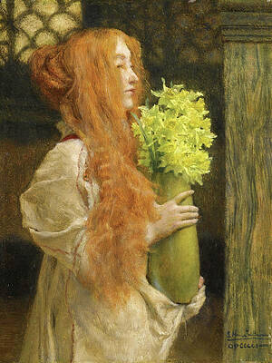 Spring flowers Print by Lawrence Alma-Tadema