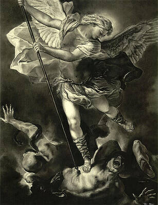 Wall Art - Drawing - St. Michael Vanquishing the Devil by Tyler Anderson