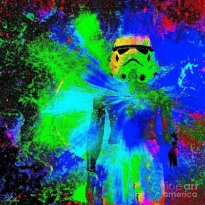 Star Wars Stormtrooper and light Hand Towel by Saundra Myles