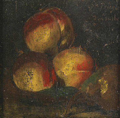 Still Life with Three Peaches and a Pear Print by Gustave Courbet