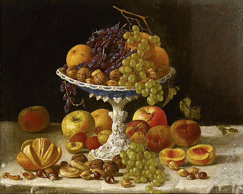 Still life with white compote Print by John F Francis