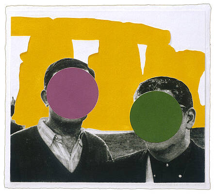 Stonehenge with Two Persons Yellow by John Baldessari