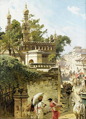 Street scene in Hyderabad. India Print by Woldemar Friedrich