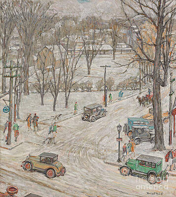 Wall Art - Painting - Street Scene in Winter by Robert Reid