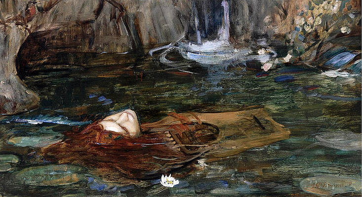 Study For Nymphs Finding The Head Of Orpheus Print by John William Waterhouse
