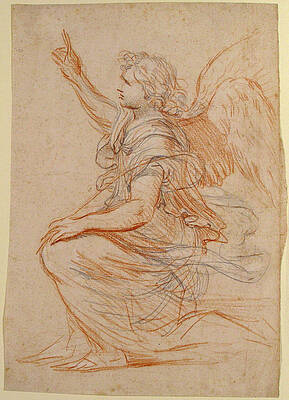 Study for the Archangel Gabriel Print by Nicolas Mignard