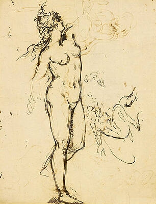 Study of a Standing Female Nude Reaching Upwards Print by Benjamin West