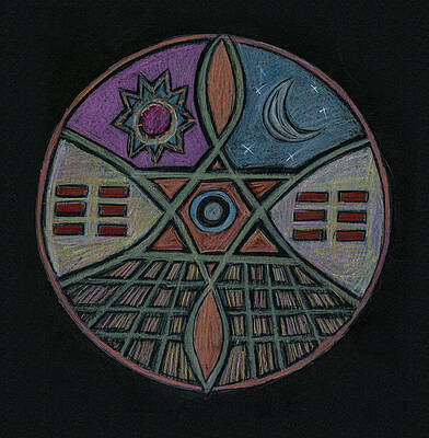 Wall Art - Drawing - Sun, Moon, and The I-Ching  by Kim Alderman