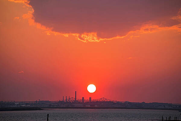 Wall Art - Photograph - Sun Setting over the Tobin Bridge from Winthrop MA by Toby McGuire