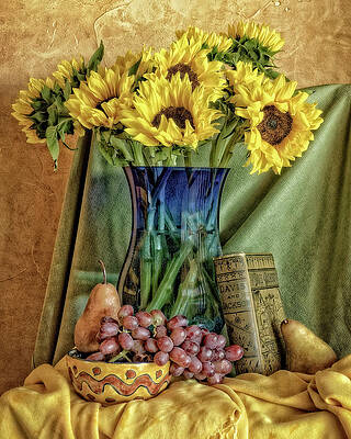 Sunflowers and Blue Vase by Sandra Selle Rodriguez Sunflowers and Blue Vase by Sandra Selle Rodriguez