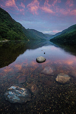  Photograph - Sunrise at Glendalough Upper Lake #2, County Wicklow, Ireland by Anthony Lawlor