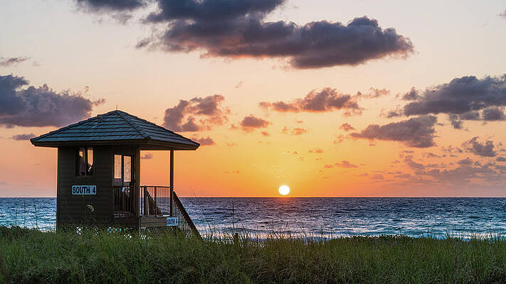 Wall Art - Photograph - Sunrise Lifeguard Station Dunes Delray Beach Florida by Lawrence S Richardson Jr
