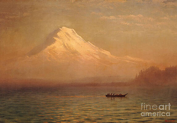 Wall Art - Painting - Sunrise on Mount Tacoma  by Albert Bierstadt
