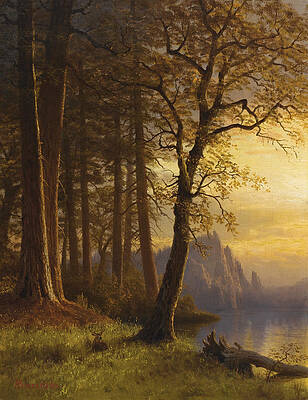 Sunset in California. Yosemite Print by Albert Bierstadt
