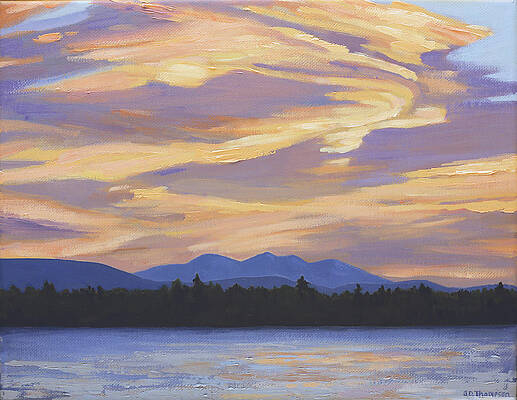 New Hampshire Painting Original Artwork New England Lake Impasto Painting Canvas Panel Artwork  16 by 20 by Pogodina