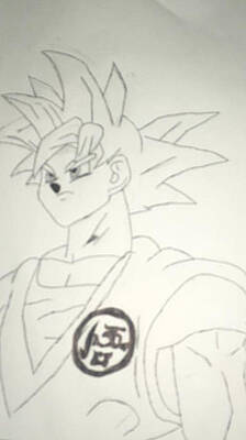 Wall Art - Drawing - Super sayian god goku by Jason Pluebell