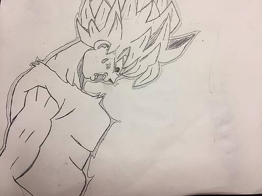 Wall Art - Drawing - Super Sayian Goku by Jason Pluebell
