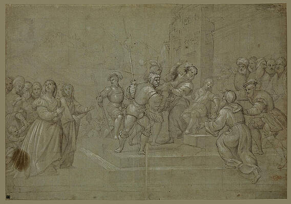 Susanna and the Elders before Daniel Print by Attributed to Pomponio Amalteo