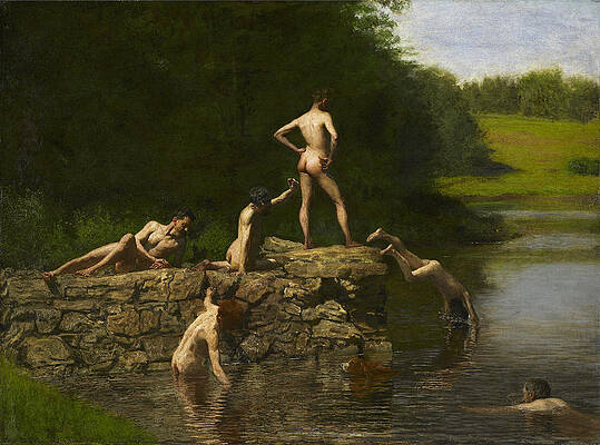 Swimming, The Swimming Hole Print by Thomas Eakins Swimming, The Swimming Hole Print by Thomas Eakins