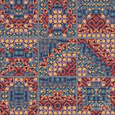 Wall Art - Digital Art - T J O D Mandala Series Puzzle 5 Variations 1 to 9 by Helena Tiainen