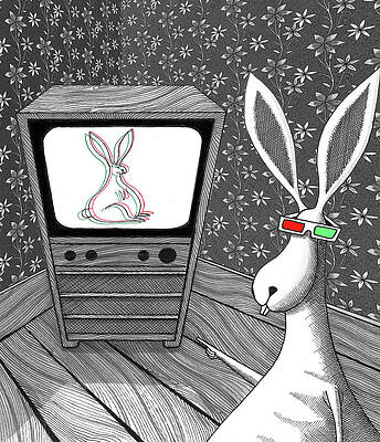 Wall Art - Drawing - The 3D Rabbit  by Andrew Hitchen