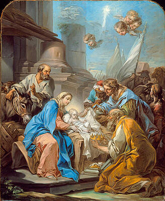 The Adoration Of The Magi Print by Charles-Andre van Loo