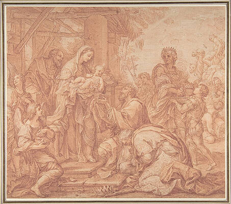 The Adoration of the Magi Print by Giuseppe Bartolomeo Chiari